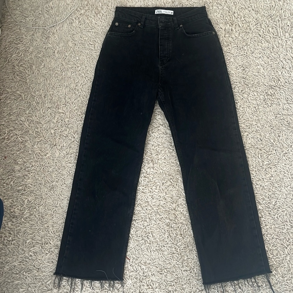 Black Zara Wide Leg High Rise Jeans